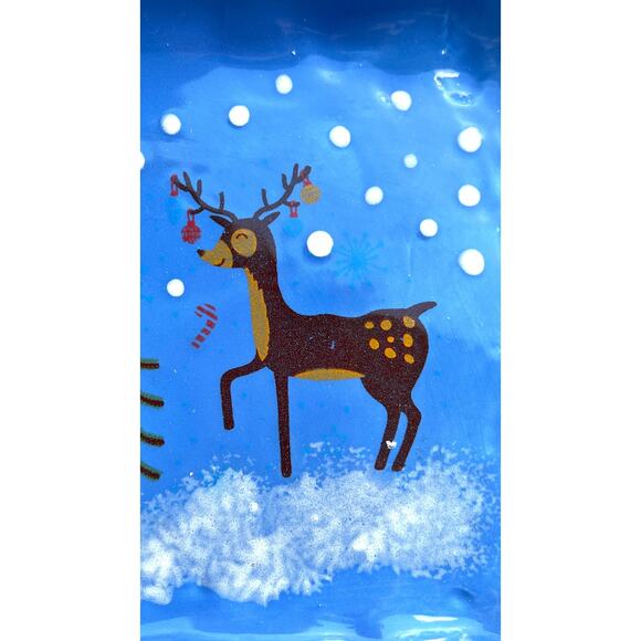 Reindeers Snow with the words NOEL/Blue Rectangular Serving Dish or Jewelry Dish - Picture 7 of 10